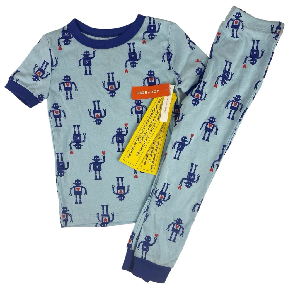 Joe Fresh Kids’ Valentines Robot Heart 2 PC Short Sleeve Pajamas Size 3